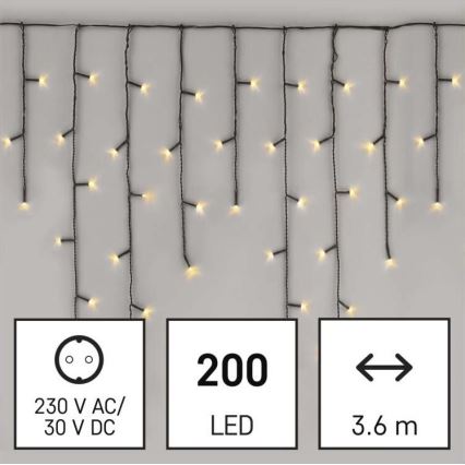 LED γιρλάντα εξωτερικού χώρου 200xLED/8 λειτουργίες 8,6m IP44 ζεστό λευκό