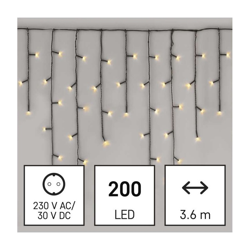 LED γιρλάντα εξωτερικού χώρου 200xLED/8 λειτουργίες 8,6m IP44 ζεστό λευκό