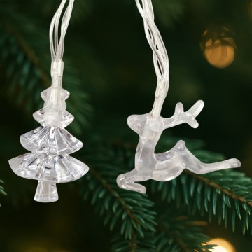 LED γιρλάντα εξωτερικού χώρου 20xLED/2xAA 2,2 m IP44 πολύχρωμη δεντράκια και τάρανδοι