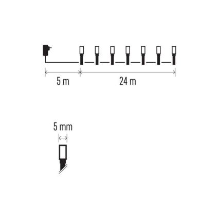 LED γιρλάντα εξωτερικού χώρου 240 LED, 8 λειτουργίες, 29 m, IP44, θερμό λευκό