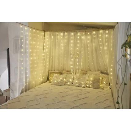 LED γιρλάντα εξωτερικού χώρου, 300 LED, 8 λειτουργίες, 5,9 m, IP44, θερμό λευκό