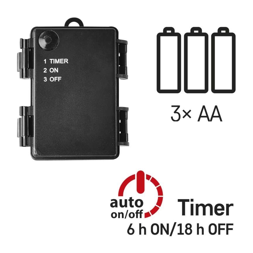 LED γιρλάντα εξωτερικού χώρου 80xLED/3xAA 6,1m IP44 θερμό λευκό