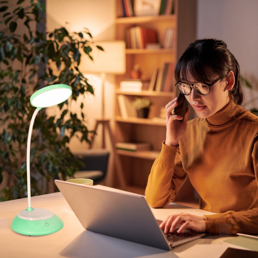 LED Επαναφορτιζόμενη επιτραπέζια λάμπα dimming VISUA LED/5W/5V 3000-5000K 1200 mAh τιρκουάζ