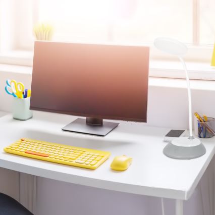 LED Επαναφορτιζόμενη επιτραπέζια λάμπα dimming VISUA LED/5W/5V 3000-5000K 1200 mAh γκρι