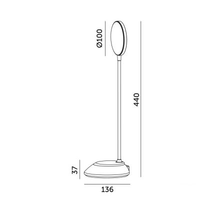 LED Επαναφορτιζόμενη επιτραπέζια λάμπα dimming VISUA LED/5W/5V 3000-5000K 1200 mAh γκρι