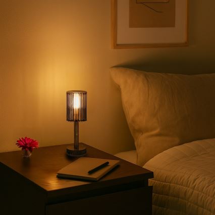 LED Επαναφορτιζόμενη επιτραπέζια λάμπα αφής SIMPLE LED/1W/5V 3000-6000K 2400 mAh καπνιστό γκρι