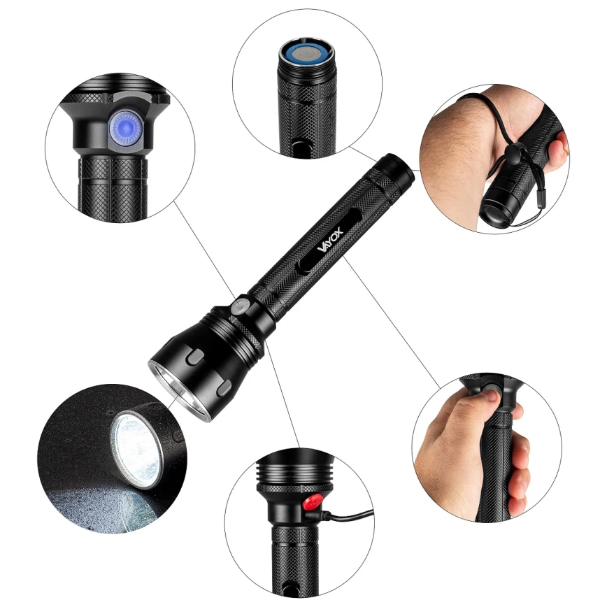 LED Ρυθμιζόμενος Φορτιζόμενος Φακός LED/20W/5V IPX5 1570 lm 8400 mAh