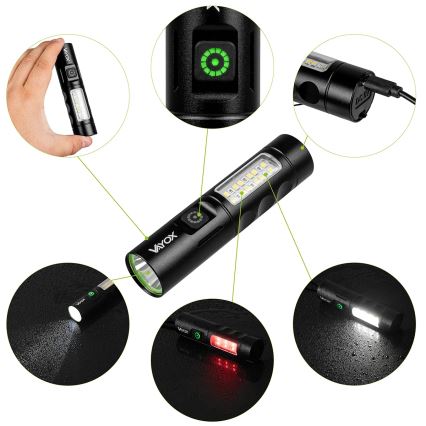 LED Φορητός Φακός με Ρυθμιζόμενη Φωτεινότητα και Κόκκινο Φως LED/5W/5V IPX4 250 lm 2000 mAh