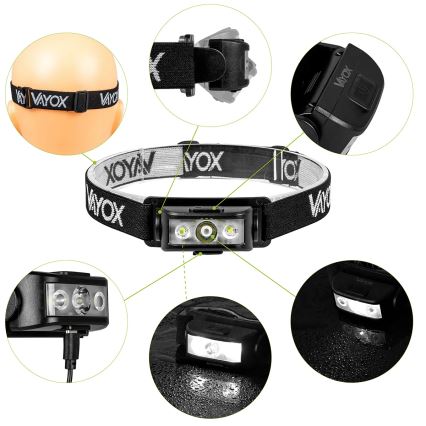 LED Ρυθμιζόμενος Φακός Κεφαλής Επαναφορτιζόμενος 3xLED/5V IPX4 100 lm 1200 mAh