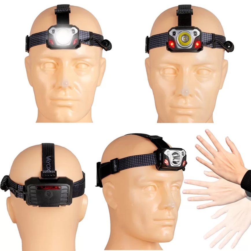 LED Επαναφορτιζόμενος Φακός Κεφαλής με Αισθητήρα, Λειτουργία Powerbank και Κόκκινο Φως LED/10W/5V IP44 1200 lm 4000 mAh