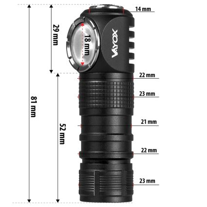 LED ρυθμιζόμενος επαναφορτιζόμενος φακός κεφαλής με κόκκινο φως 3-σε-1 LED/10W/5V IP66 500 lm 800 mAh