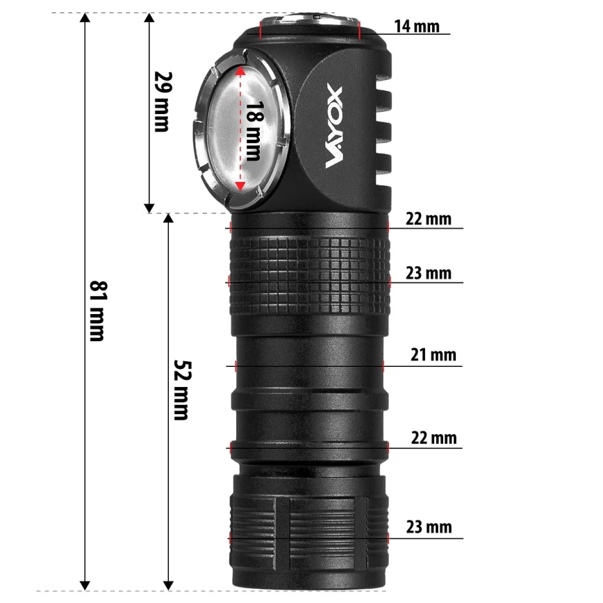 LED ρυθμιζόμενος επαναφορτιζόμενος φακός κεφαλής με κόκκινο φως 3-σε-1 LED/10W/5V IP66 500 lm 800 mAh