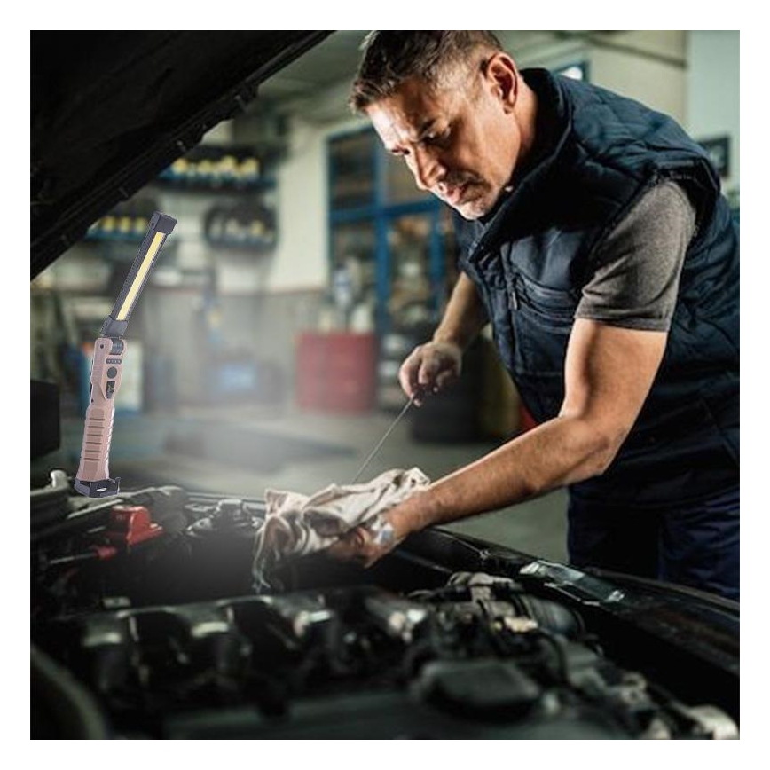 LED Επαναφορτιζόμενος ρυθμιζόμενος φακός εργασίας με λειτουργία powerbank LED/4W/5V IPX4 600 lm 2000 mAh