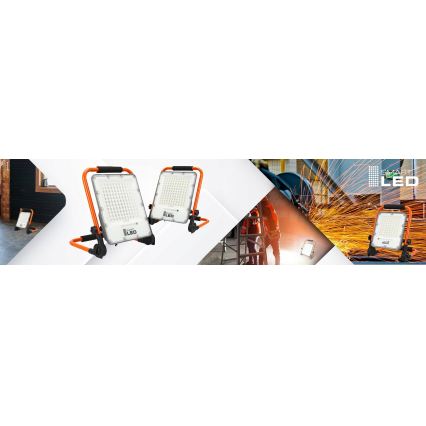 LED Επαναφορτιζόμενος προβολέας με τρίποδο LED/100W/3,2V 5000K 5000 mAh IP65 πορτοκαλί
