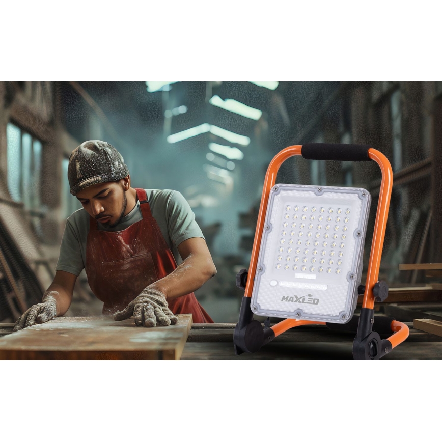 Ρυθμιζόμενος επαναφορτιζόμενος προβολέας LED με τρίποδο LED/50W/3,2V 4500K 5000 mAh IP65 πορτοκαλί