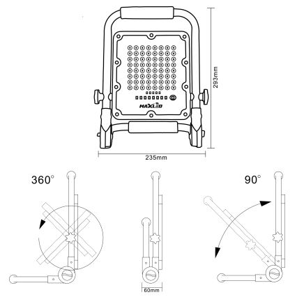 Ρυθμιζόμενος επαναφορτιζόμενος προβολέας LED με τρίποδο LED/50W/3,2V 4500K 5000 mAh IP65 πορτοκαλί