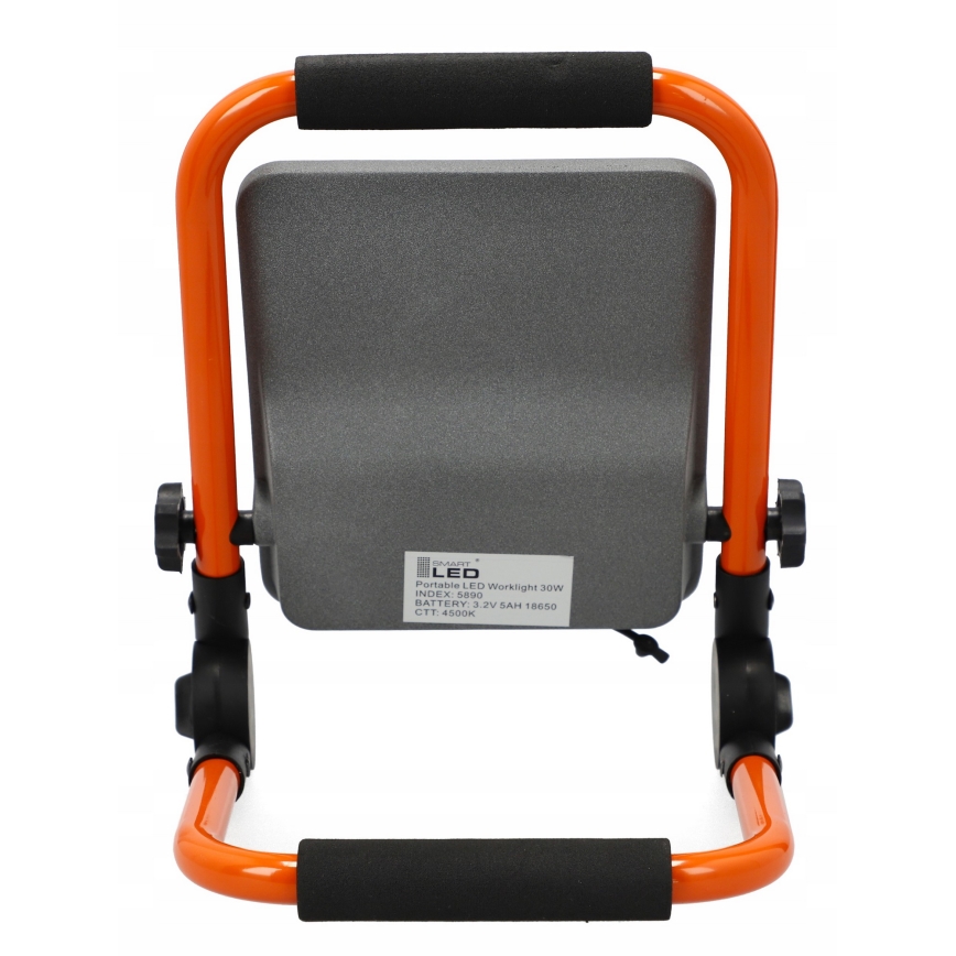 LED επαναφορτιζόμενος προβολέας με βάση LED/30W/3,2V 4500K 5000 mAh IP65 πορτοκαλί