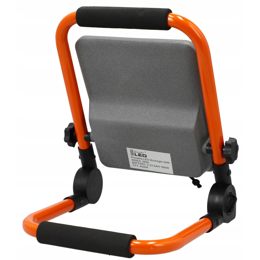 LED επαναφορτιζόμενος προβολέας με βάση LED/30W/3,2V 4500K 5000 mAh IP65 πορτοκαλί