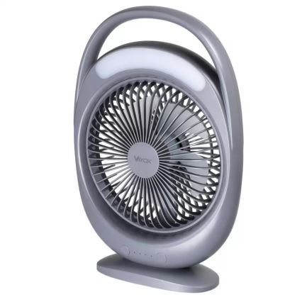 LED Επαναφορτιζόμενος επιτραπέζιος ανεμιστήρας με φωτισμό LED LED/2,8W/5V USB 2400 mAh γκρι
