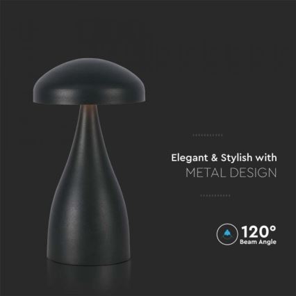 LED Επιτραπέζιο Φωτιστικό Αφής με Ρύθμιση Φωτεινότητας, Επαναφορτιζόμενο LED/1W/5V 3000-6000K 1800 mAh Μαύρο