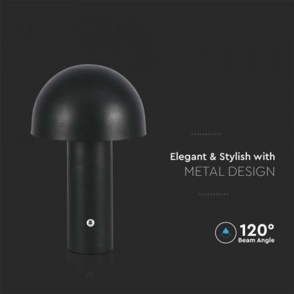 LED Επιτραπέζιο Φωτιστικό Αφής με Ρύθμιση Φωτεινότητας, Επαναφορτιζόμενο LED/1W/5V 3000-6000K 1800 mAh Μαύρο