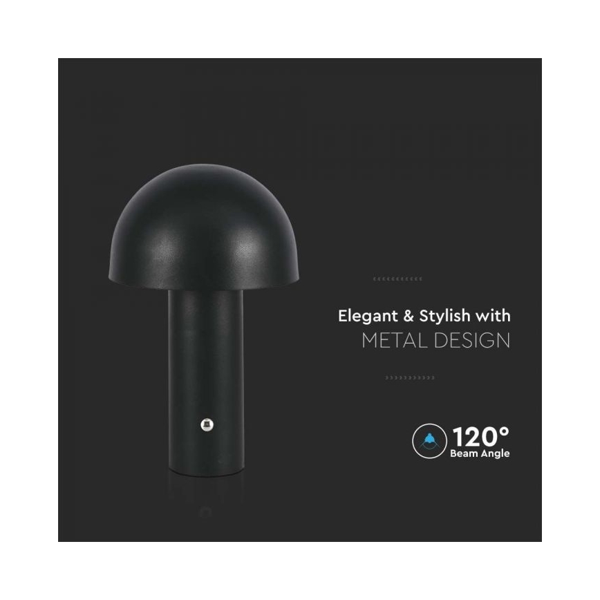 LED Επιτραπέζιο Φωτιστικό Αφής με Ρύθμιση Φωτεινότητας, Επαναφορτιζόμενο LED/1W/5V 3000-6000K 1800 mAh Μαύρο