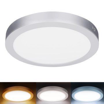 LED Επιφανειακό/ψευδοροφητικό πάνελ 2 σε 1 18W/230V 3000/4000/6000K Ø 22,5 cm IP54 ασημί