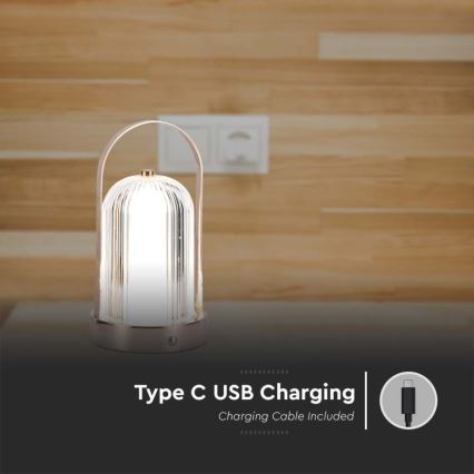 LED Επιτραπέζιο Φωτιστικό Αφής με Ρύθμιση Φωτεινότητας, Επαναφορτιζόμενο LED/1W/5V 3000-6000K 1800 mAh Χαλκός