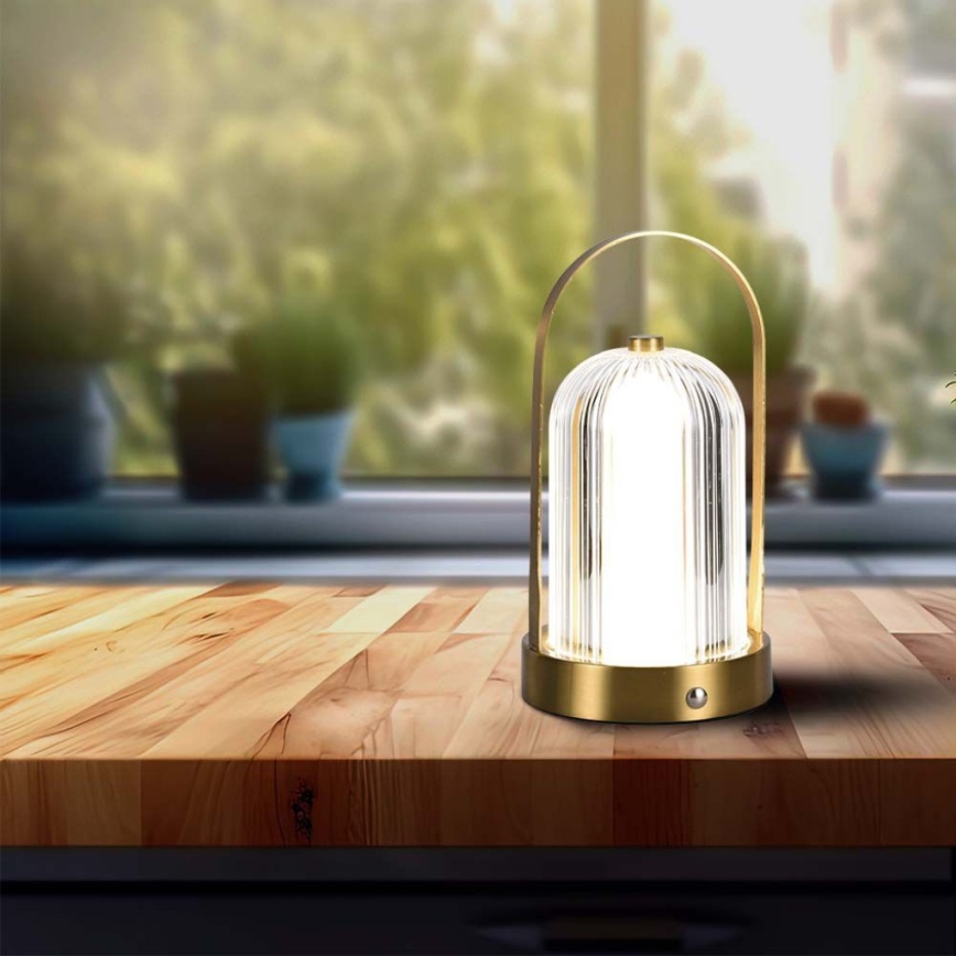 LED Επιτραπέζιο Φωτιστικό Αφής με Ρύθμιση Φωτεινότητας, Επαναφορτιζόμενο LED/1W/5V 3000-6000K 1800 mAh Χρυσό