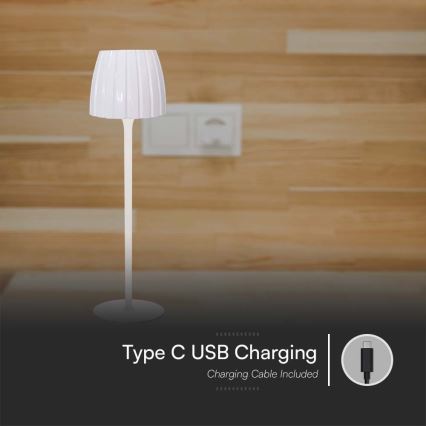LED Ρυθμιζόμενο Φωτιστικό Επιτραπέζιο Επαναφορτιζόμενο με Αφή LED/2,7W/5V 3000/4000/6000K 1800 mAh λευκό