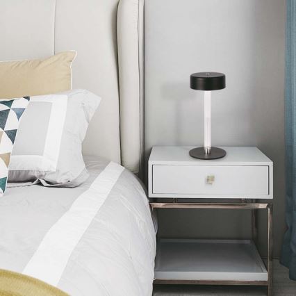 LED Ρυθμιζόμενο Φωτιστικό Επιτραπέζιο Επαναφορτιζόμενο με Αφή LED/3W/5V 3000-6000K 2400 mAh Μαύρο