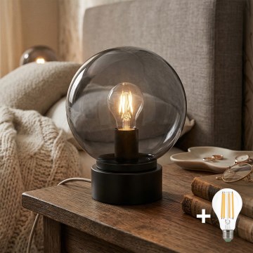 LED επιτραπέζιο φωτιστικό JIMMY 1xE27/60W/230V ανθρακί/καπνιστό μαύρο