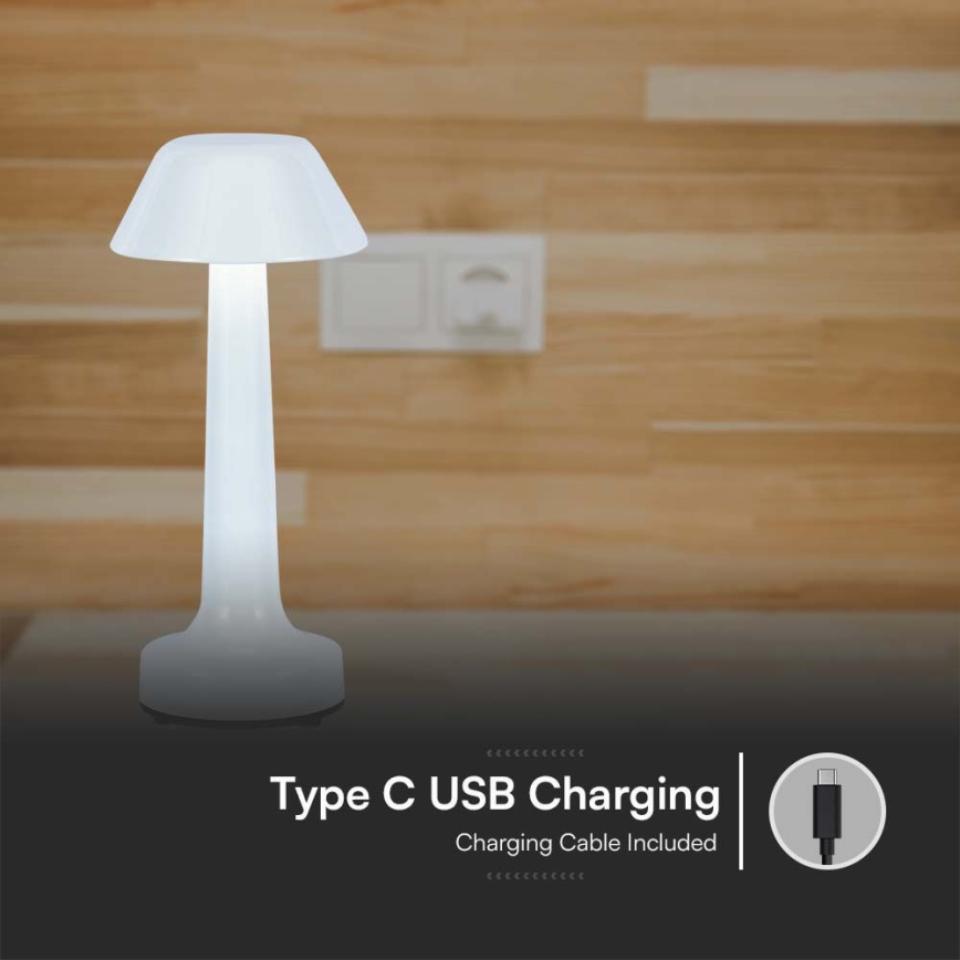 LED Ρυθμιζόμενο Φωτιστικό Επιτραπέζιο Επαναφορτιζόμενο με Αφή LED/1W/5V 3000-6000K 1800 mAh λευκό