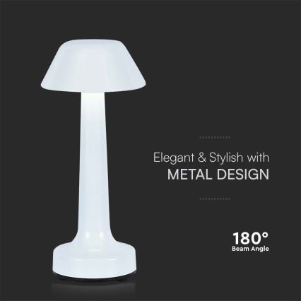 LED Ρυθμιζόμενο Φωτιστικό Επιτραπέζιο Επαναφορτιζόμενο με Αφή LED/1W/5V 3000-6000K 1800 mAh λευκό