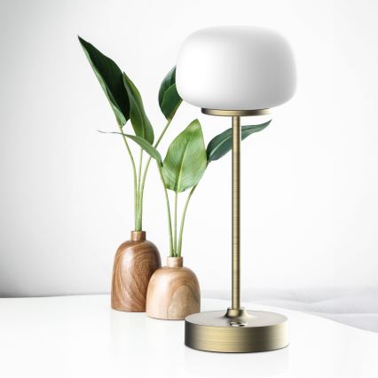 LED Επιτραπέζιο Φωτιστικό Αφής Ρυθμιζόμενης Έντασης RIMINI LED/2W/5V USB 2000 mAh χρυσό/λευκό