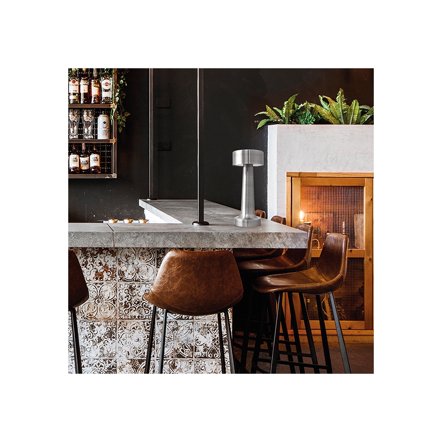 LED Επιτραπέζιο Φωτιστικό Αφής με Ρύθμιση Φωτεινότητας, Επαναφορτιζόμενο TABLO LED/3W/5V 2000mAh, Ματ Χρώμιο