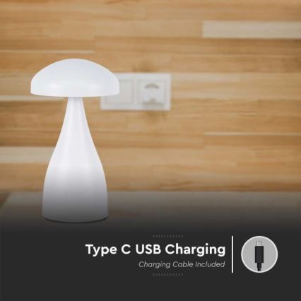 LED Επιτραπέζιο Φωτιστικό Αφής με Ρύθμιση Φωτεινότητας, Επαναφορτιζόμενο LED/1W/5V 3000-6000K 1800 mAh Λευκό