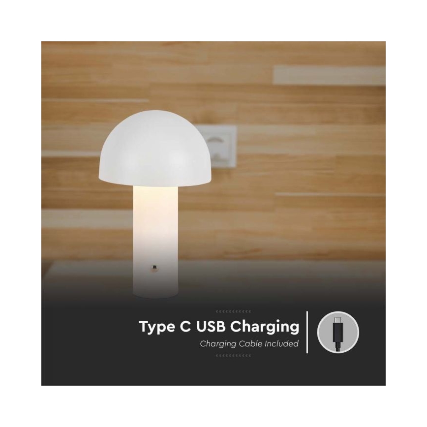 LED Επιτραπέζιο Φωτιστικό Αφής με Ρύθμιση Φωτεινότητας, Επαναφορτιζόμενο LED/1W/5V 3000-6000K 1800 mAh Λευκό