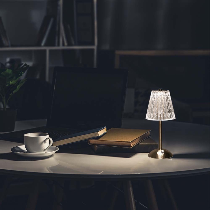 LED Επιτραπέζιο Φωτιστικό Αφής με Ρύθμιση Φωτεινότητας, Επαναφορτιζόμενο LED/2,4W/5V 3000-6000K 1800 mAh, Γυαλιστερό Χρώμιο