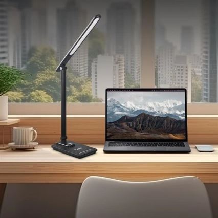 LED Ρυθμιζόμενο Επιτραπέζιο Φωτιστικό με USB LED/9W/230V 3000K/4000K/5500K μαύρο