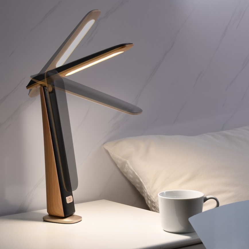 LED ρυθμιζόμενης φωτεινότητας επαναφορτιζόμενη επιτραπέζια λάμπα TOP LED/4W/5V 1800 mAh 3000/4000/5000K καφέ/μαύρο