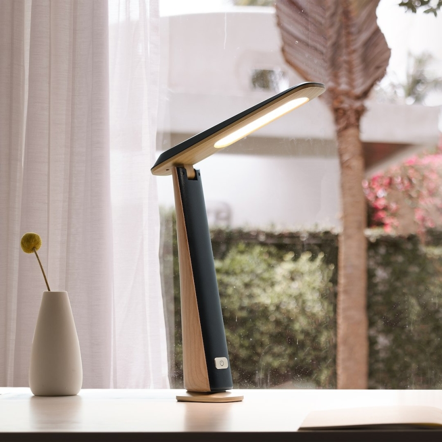 LED ρυθμιζόμενης φωτεινότητας επαναφορτιζόμενη επιτραπέζια λάμπα TOP LED/4W/5V 1800 mAh 3000/4000/5000K καφέ/μαύρο