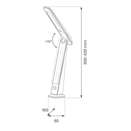 LED ρυθμιζόμενης φωτεινότητας επαναφορτιζόμενη επιτραπέζια λάμπα TOP LED/4W/5V 1800 mAh 3000/4000/5000K καφέ/μαύρο