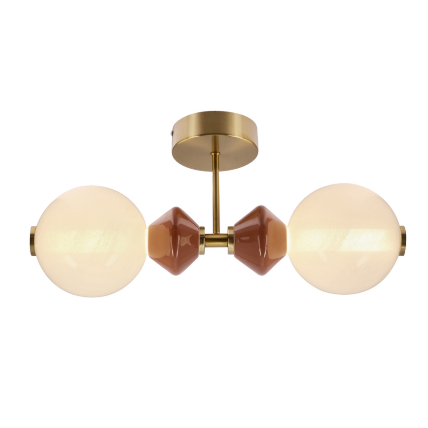 LED Επιτοίχιο φωτιστικό FLORES 2xLED/5W/230V χρυσό/καφέ