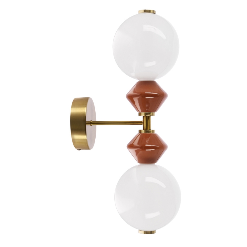 LED Επιτοίχιο φωτιστικό FLORES 2xLED/5W/230V χρυσό/καφέ