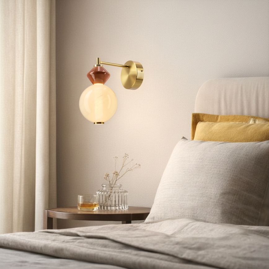 LED Επιτοίχιο φωτιστικό FLORES LED/7W/230V χρυσό/καφέ