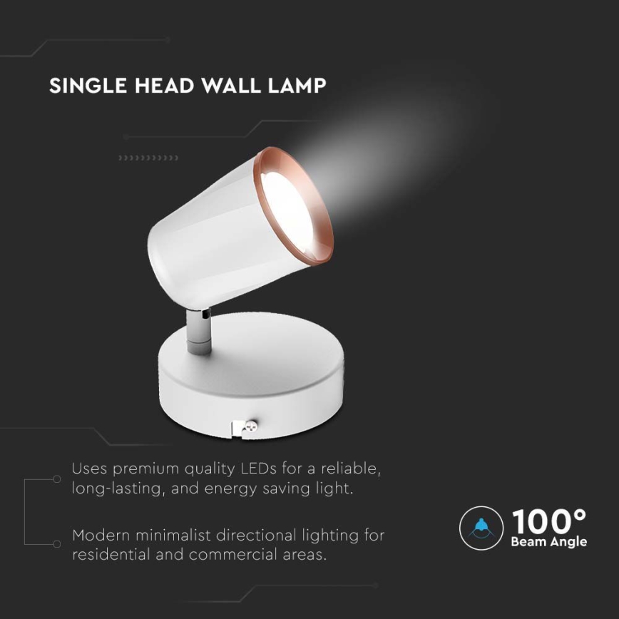 LED Επιτοίχιο φωτιστικό σημείου LED/5W/230V 3000K λευκό