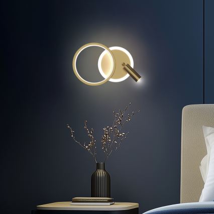 LED επιτοίχιο φωτιστικό σποτ MONET LED/15W/230V χρυσό