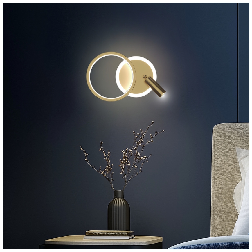 LED επιτοίχιο φωτιστικό σποτ MONET LED/15W/230V χρυσό