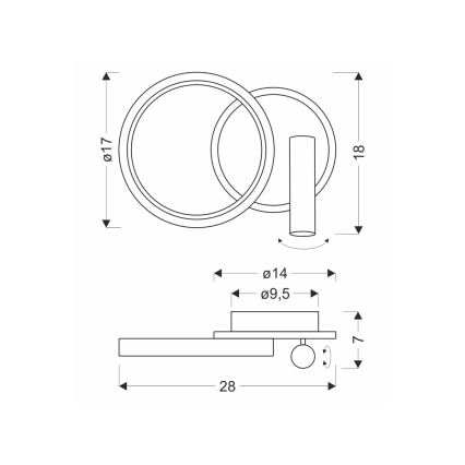 LED επιτοίχιο φωτιστικό σποτ MONET LED/15W/230V χρυσό